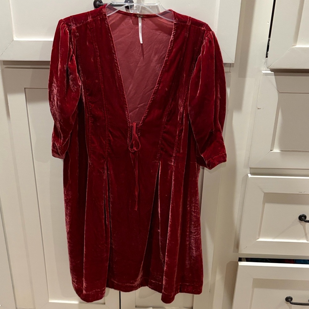 Free People Adele  Red Velvet Tunic